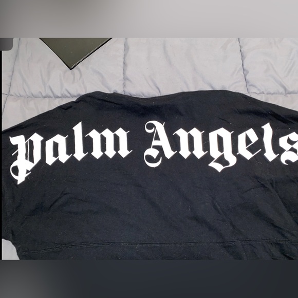 Size: XS Black Palm Angels Logo Print Long Sleeve T-Shirt - Picture 3 of 9
